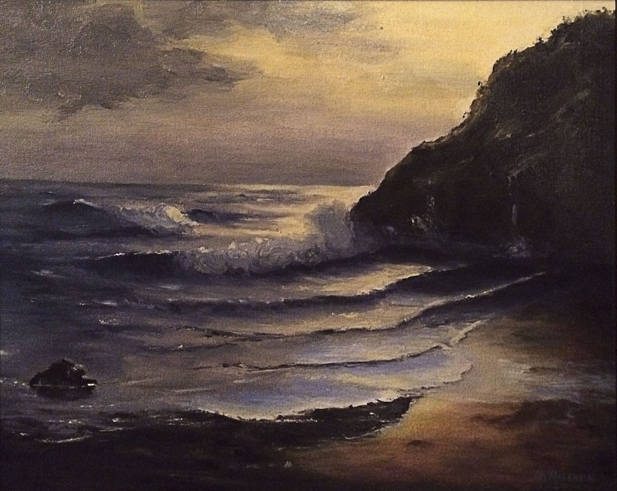 Shore Sunset. Oils_a